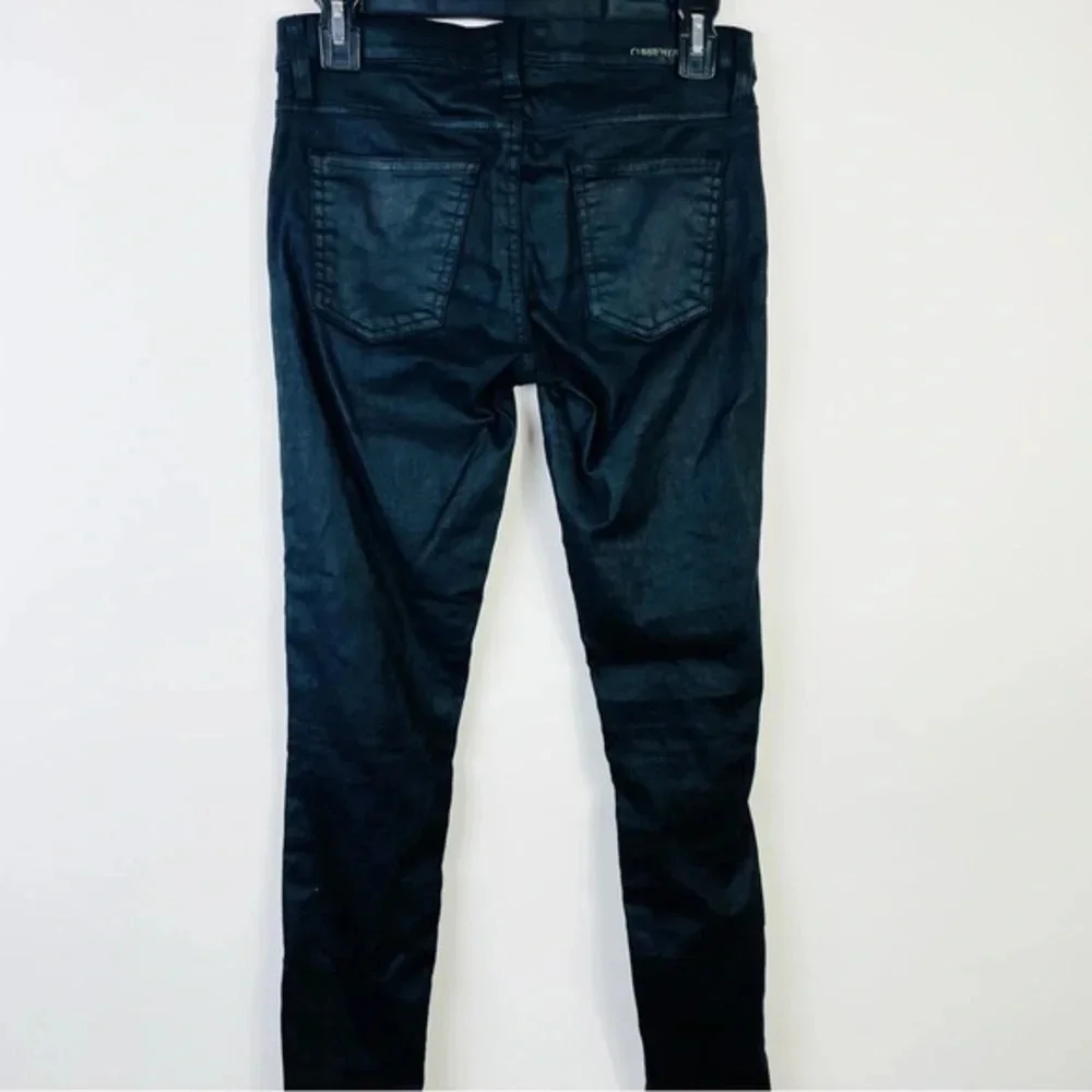 Current/Elliott Black Coated The Soho‎ Zip Stiletto Skinny Jeans Size 26